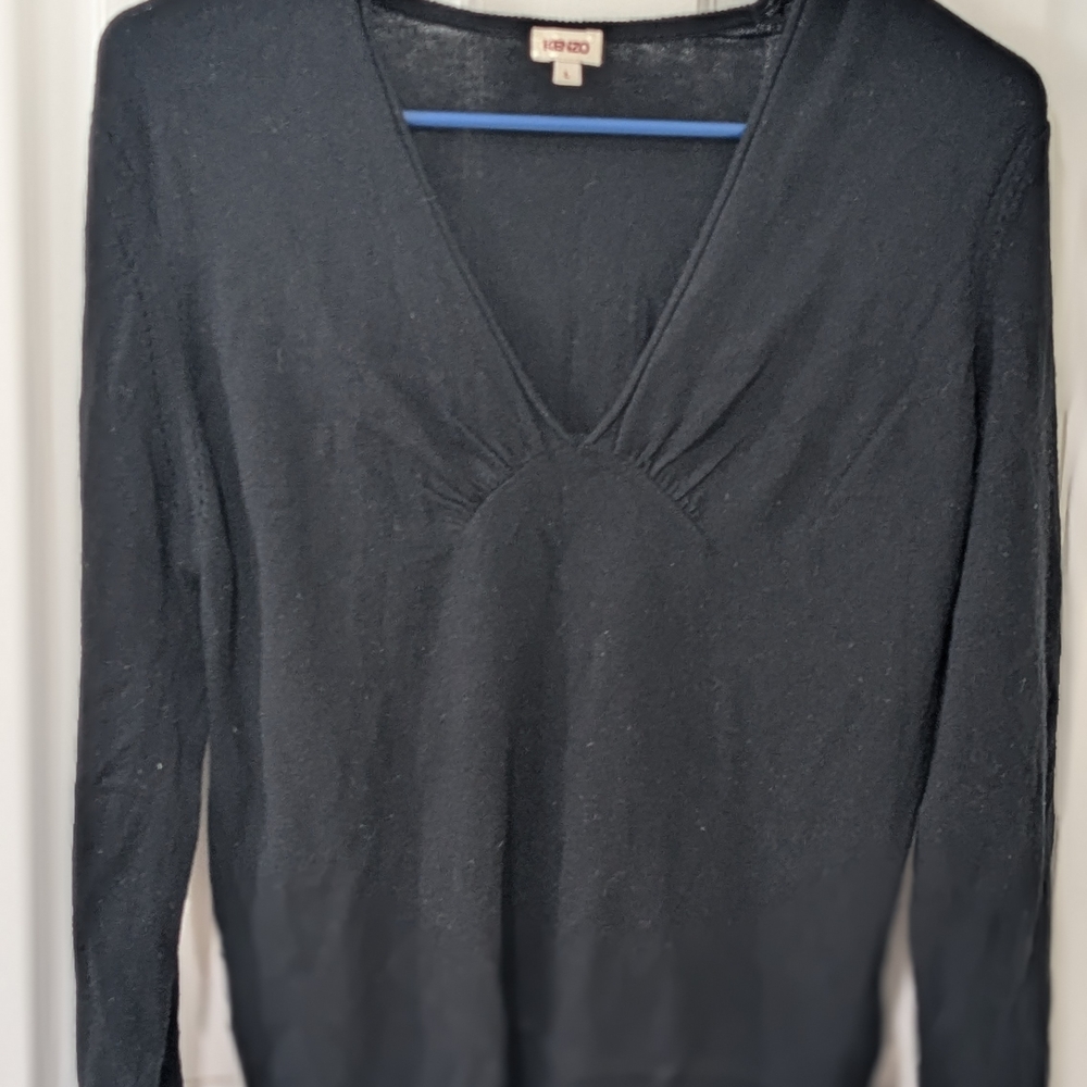 Black V-Neck Women's Top